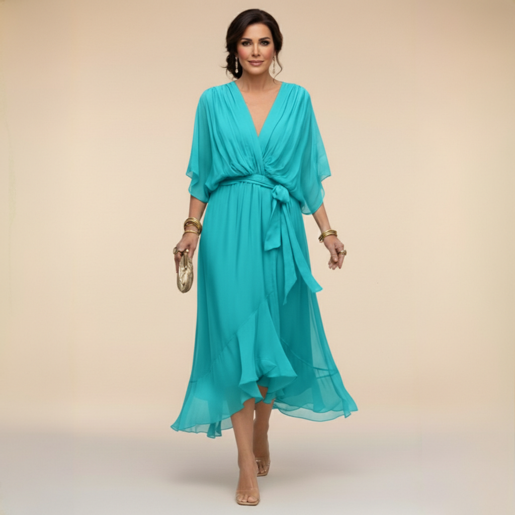 Loriana™ | ROBE EN MOUSSELINE À COL EN V