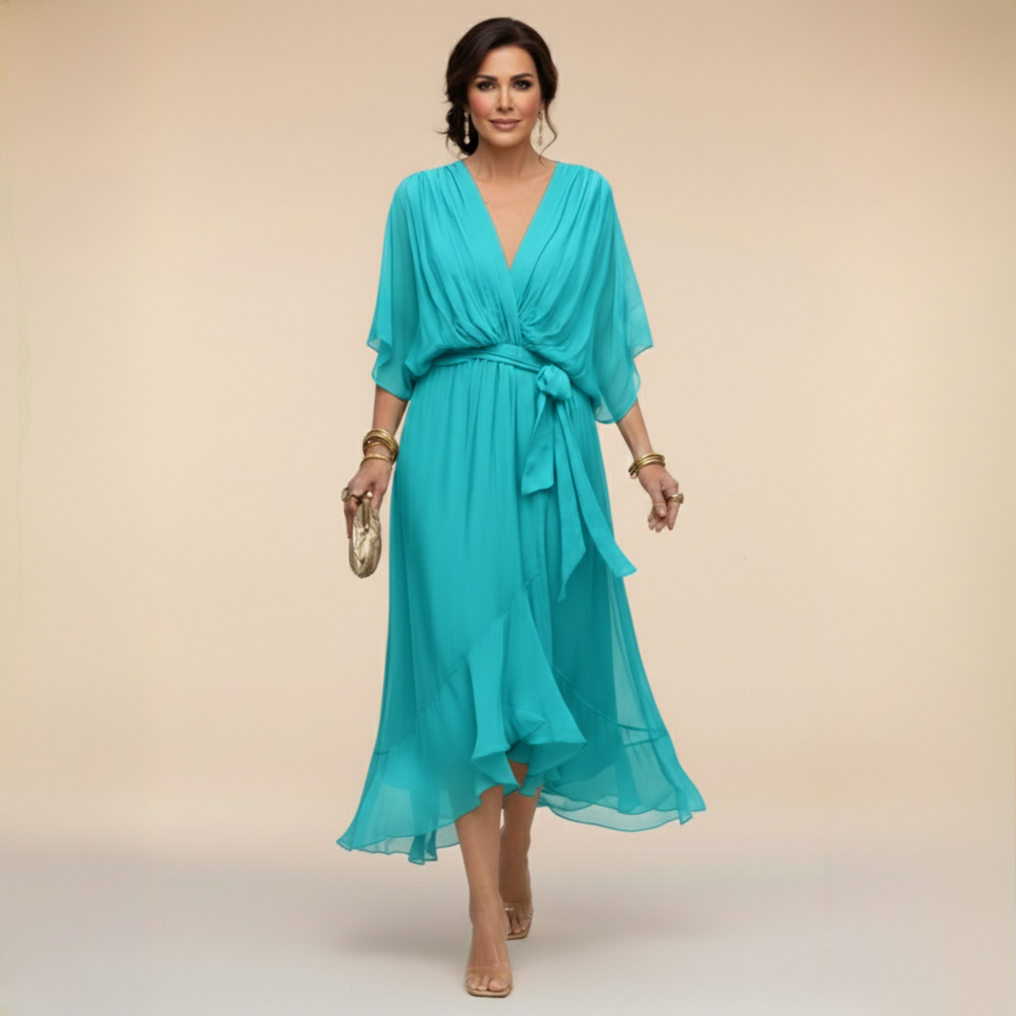 Loriana™ | ROBE EN MOUSSELINE À COL EN V