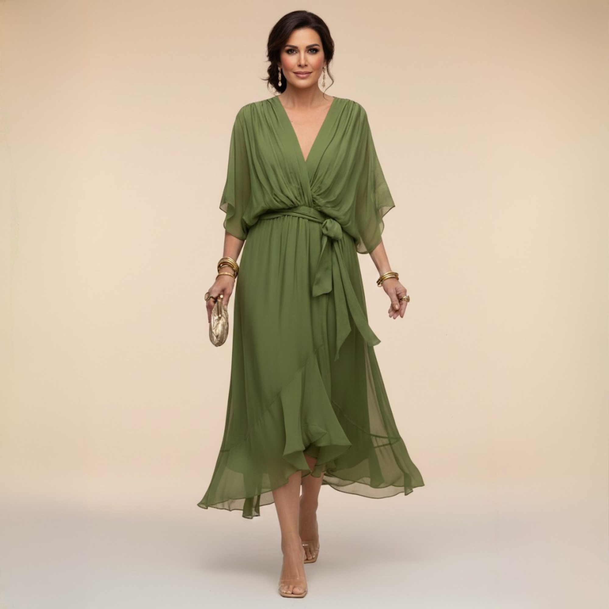 Loriana™ | ROBE EN MOUSSELINE À COL EN V
