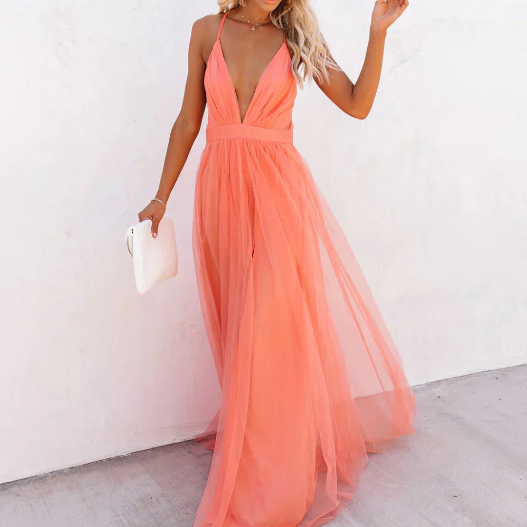 Loriana®| Robe Maxi Lumière Corail