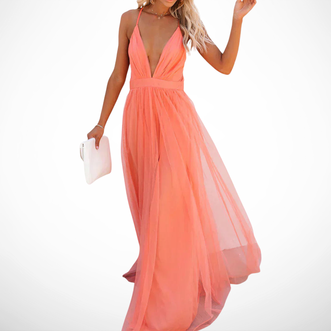 Loriana®| Robe Maxi Lumière Corail