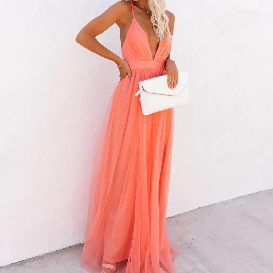 Loriana®| Robe Maxi Lumière Corail