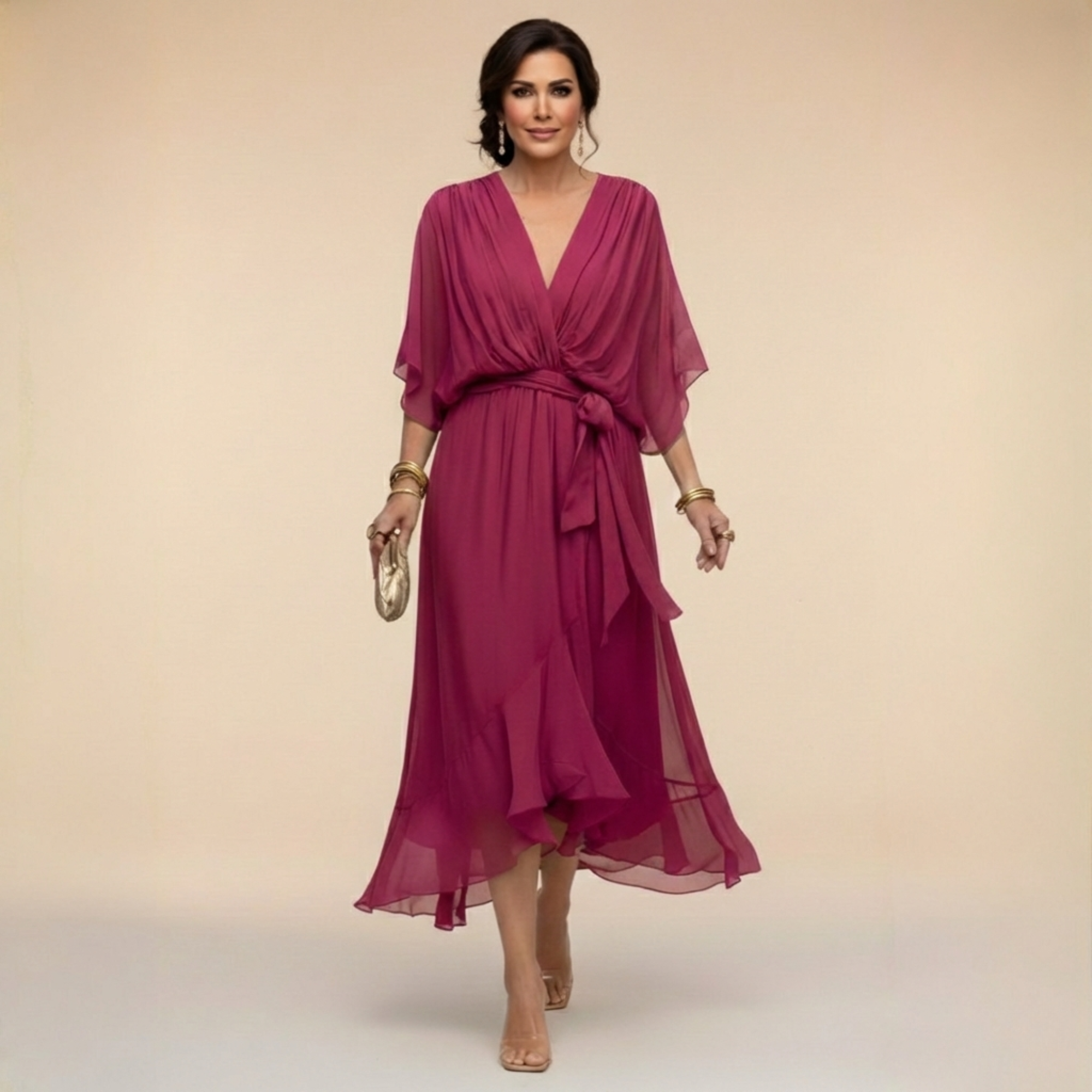 Loriana™ | ROBE EN MOUSSELINE À COL EN V