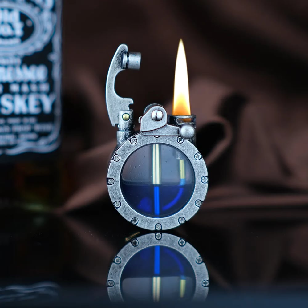 🔥Dernier jour 49 % DE RÉDUCTION 🎁Briquet vintage transparent à mèche kérozène style antique steampunk