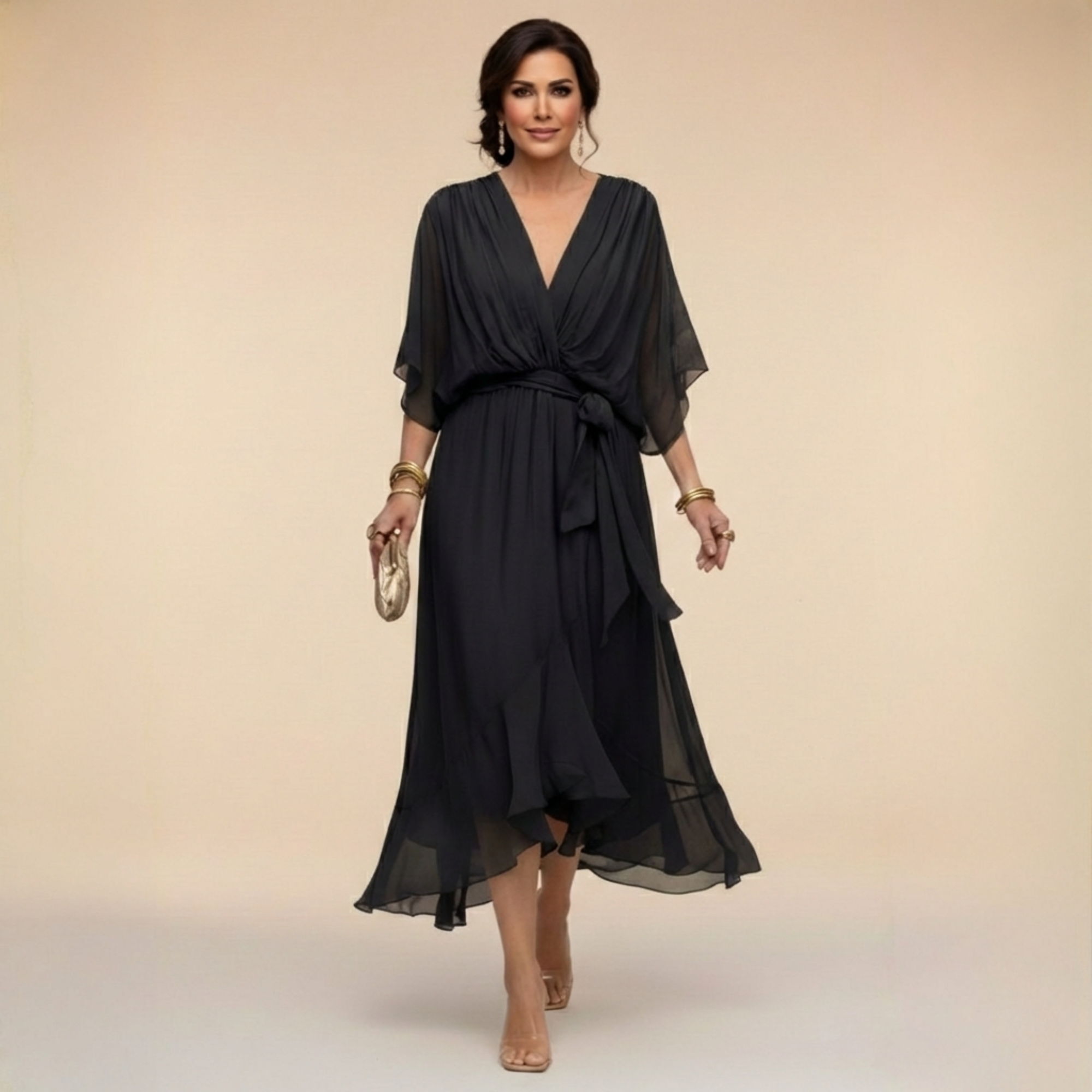 Loriana™ | ROBE EN MOUSSELINE À COL EN V