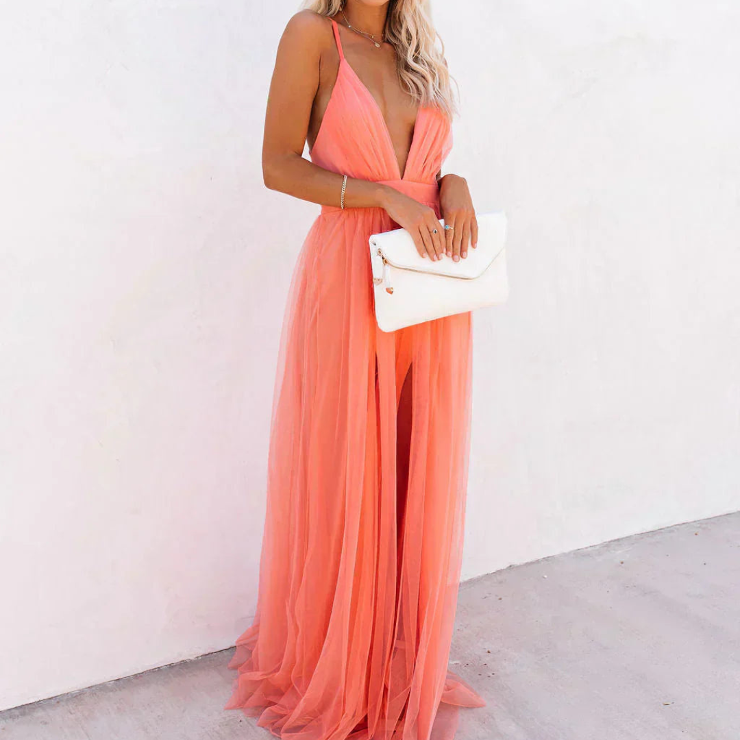 Loriana®| Robe Maxi Lumière Corail