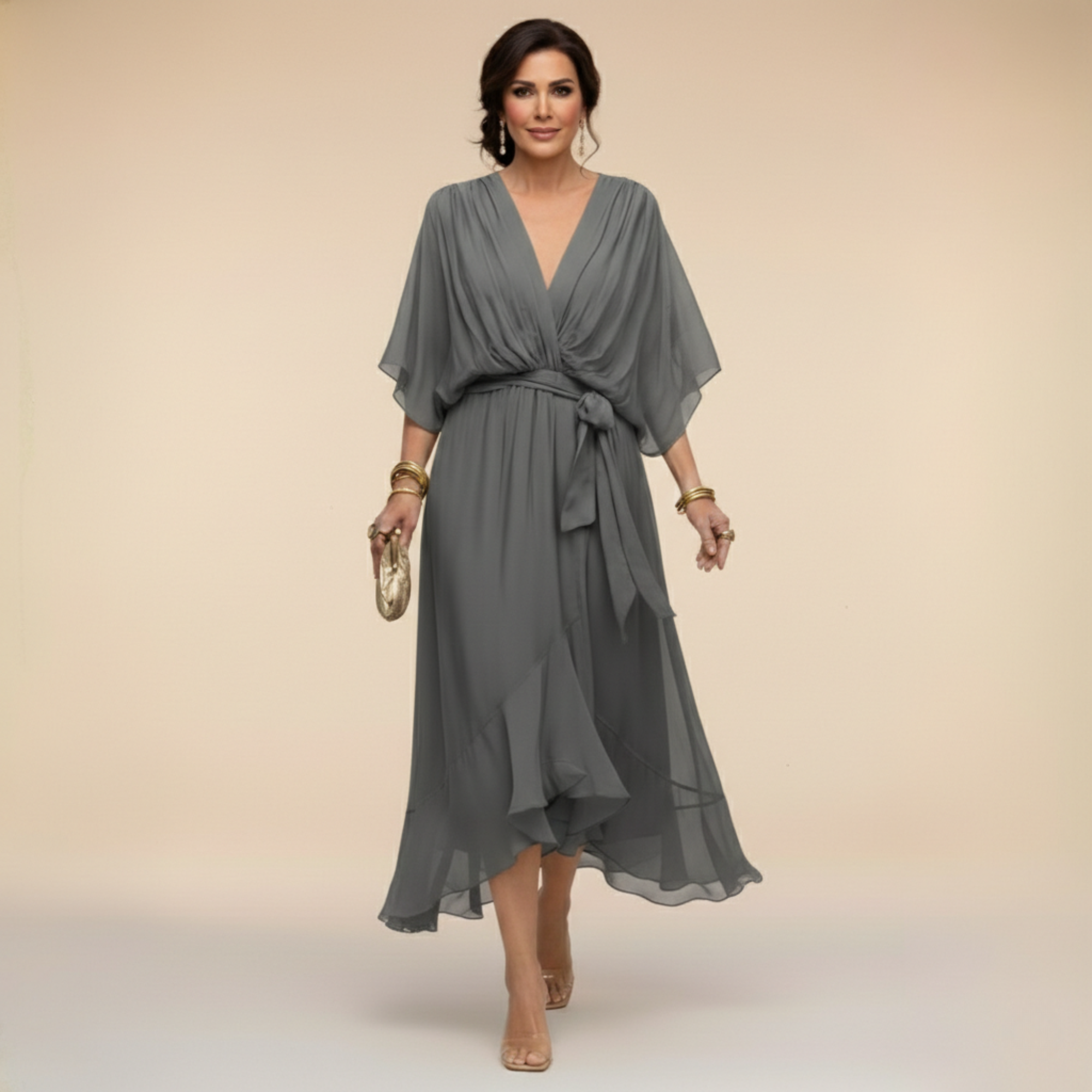 Loriana™ | ROBE EN MOUSSELINE À COL EN V