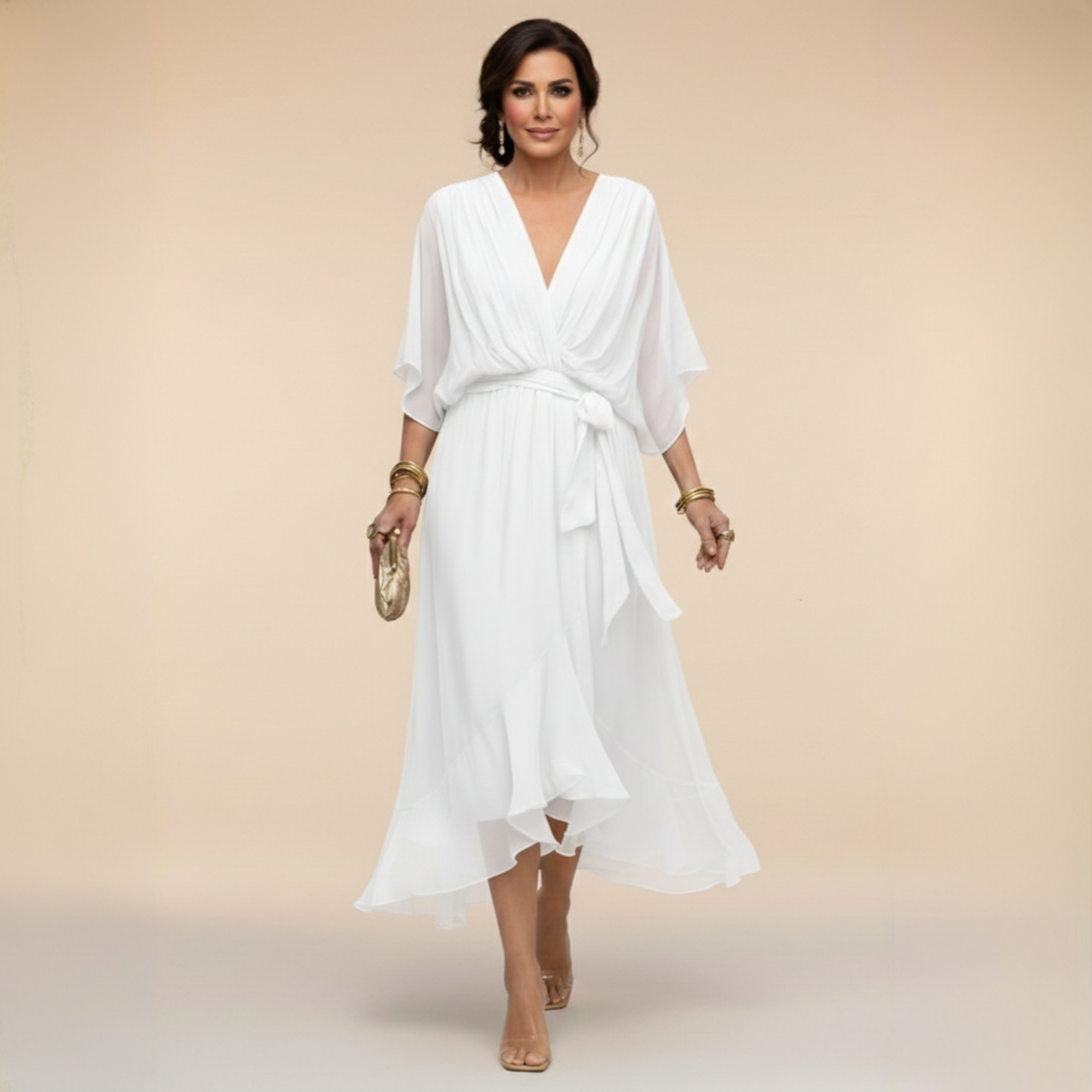 Loriana™ | ROBE EN MOUSSELINE À COL EN V