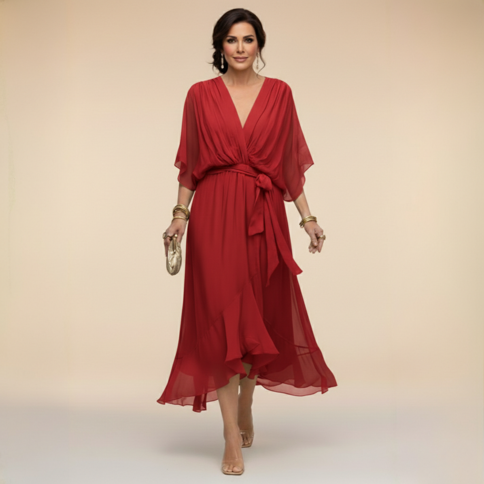 Loriana™ | ROBE EN MOUSSELINE À COL EN V