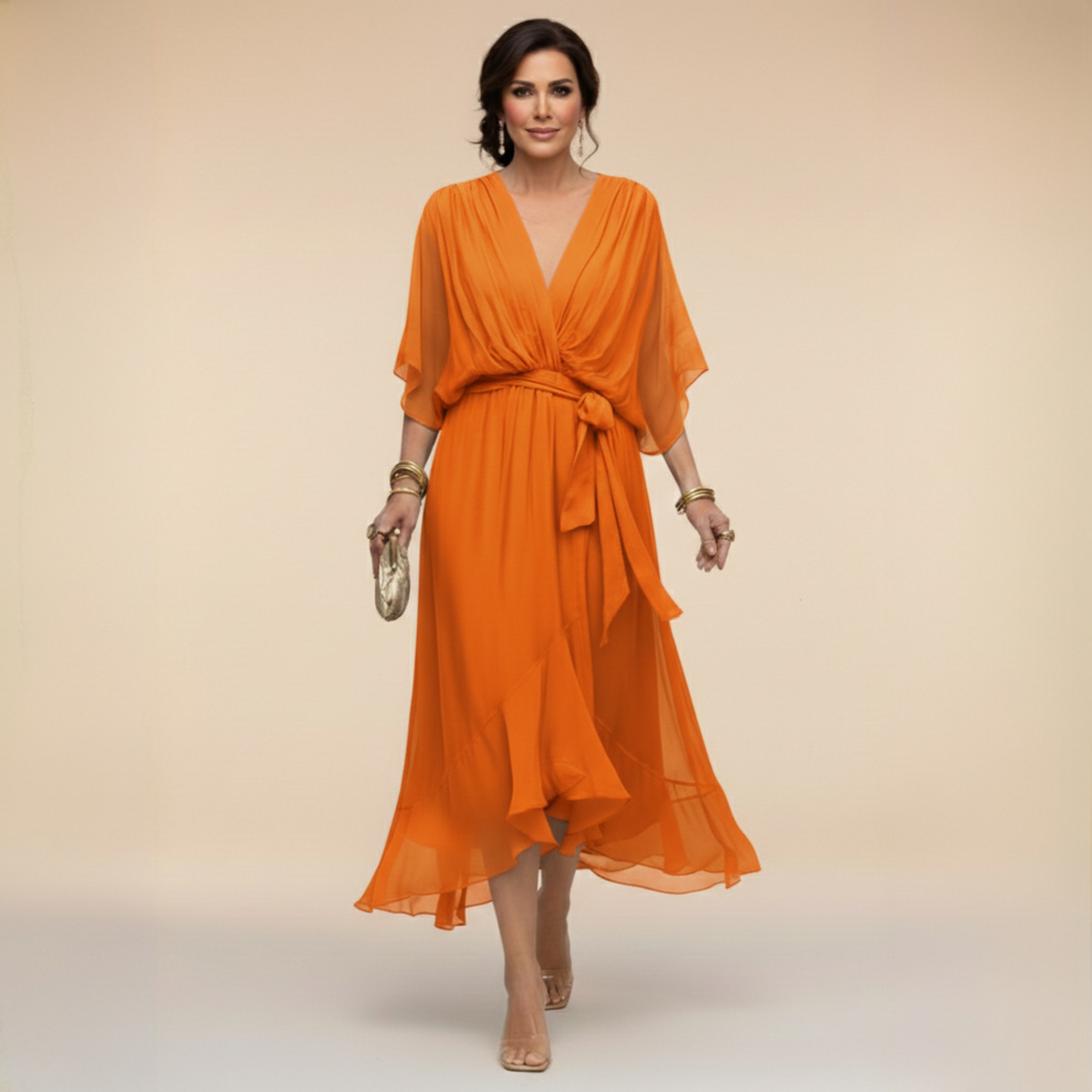 Loriana™ | ROBE EN MOUSSELINE À COL EN V