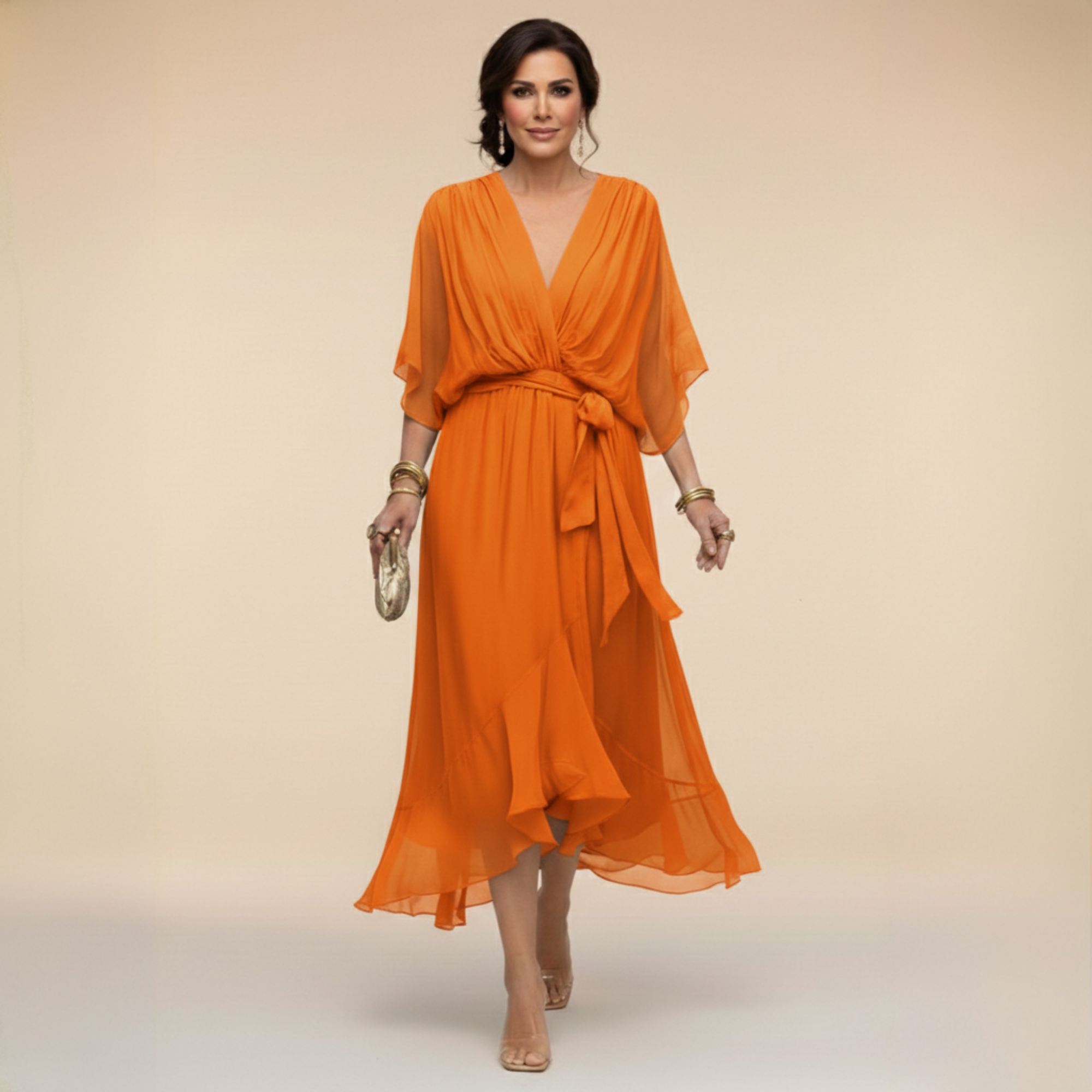 Loriana™ | ROBE EN MOUSSELINE À COL EN V