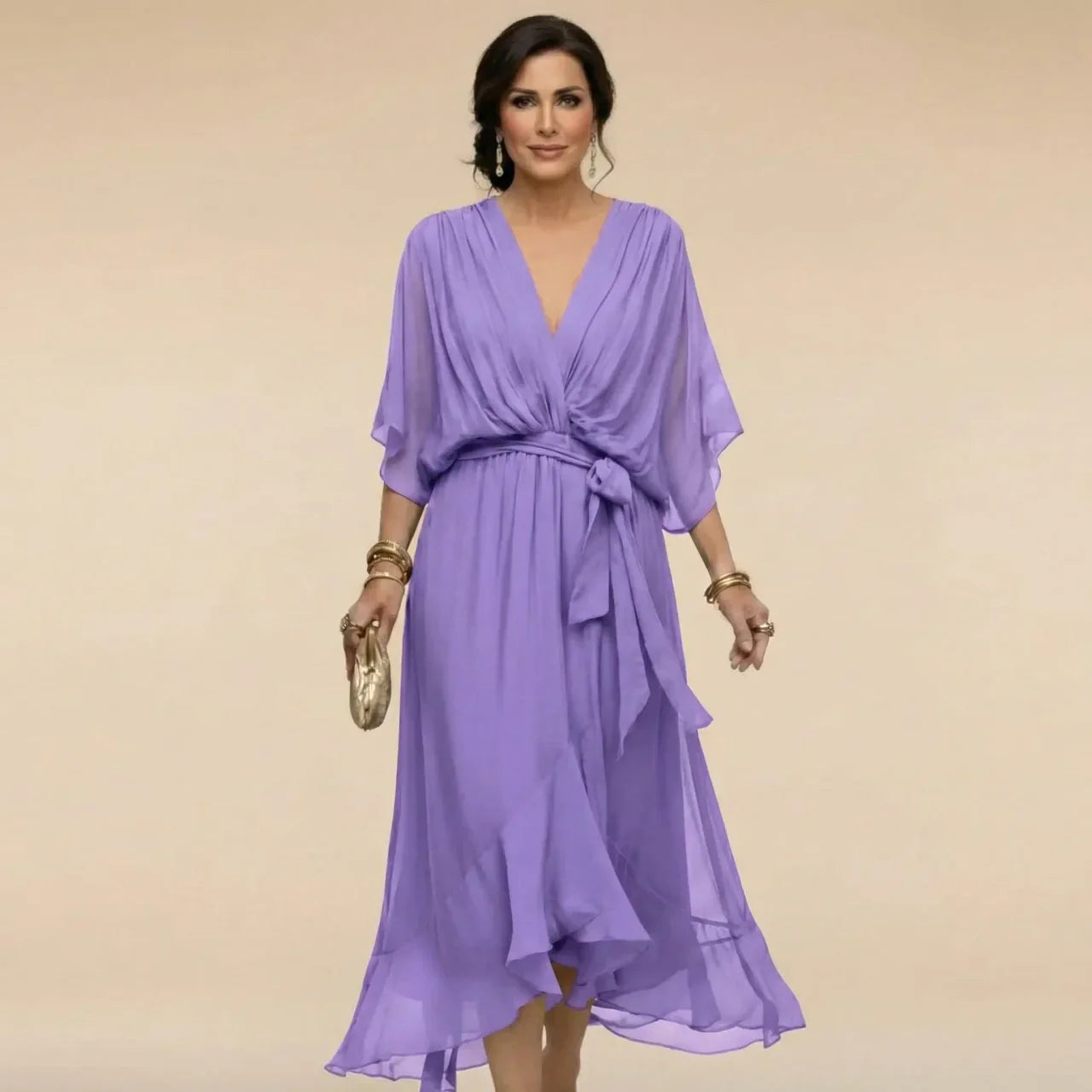 Loriana™ | ROBE EN MOUSSELINE À COL EN V