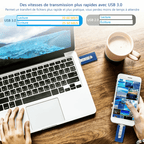 🔥Clé USB 4 en 1 16 à 256 Go Micro USB + 8 broches + USB 3.0 pour téléphone portable et ordinateur