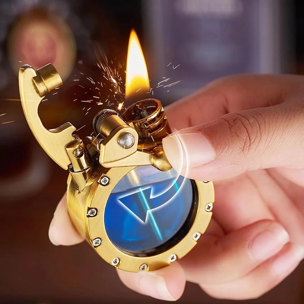 🔥Dernier jour 49 % DE RÉDUCTION 🎁Briquet vintage transparent à mèche kérozène style antique steampunk