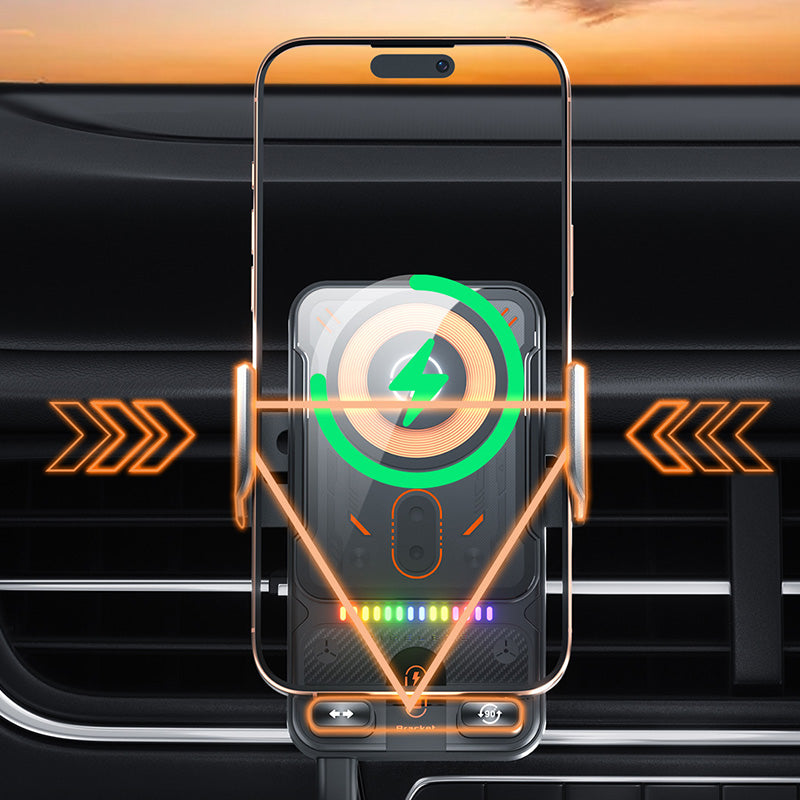 ✨Support de téléphone de voiture intelligent 2 en 1 avec fonction pivotante et chargeur sans fil